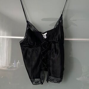 La SENZA Black Lace-Up Chemise